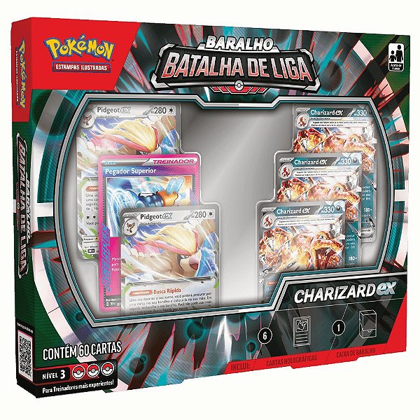 Jogo Baralho Batalha de Liga Pokémon Charizard Ex 60 cartas - Copag