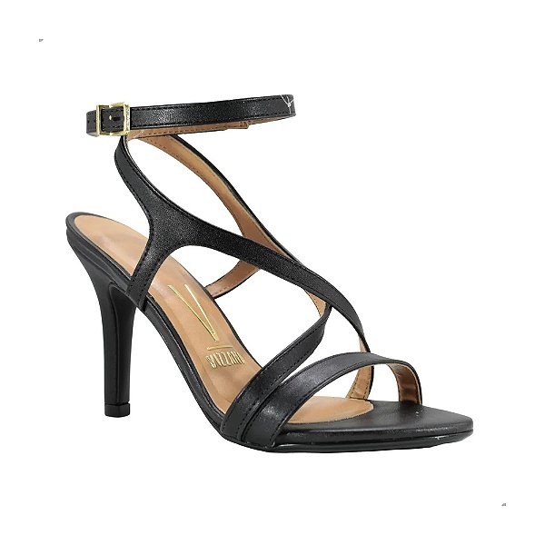 Sandália Feminina Salto Alto Fino Pelica - Preta - Vizzano