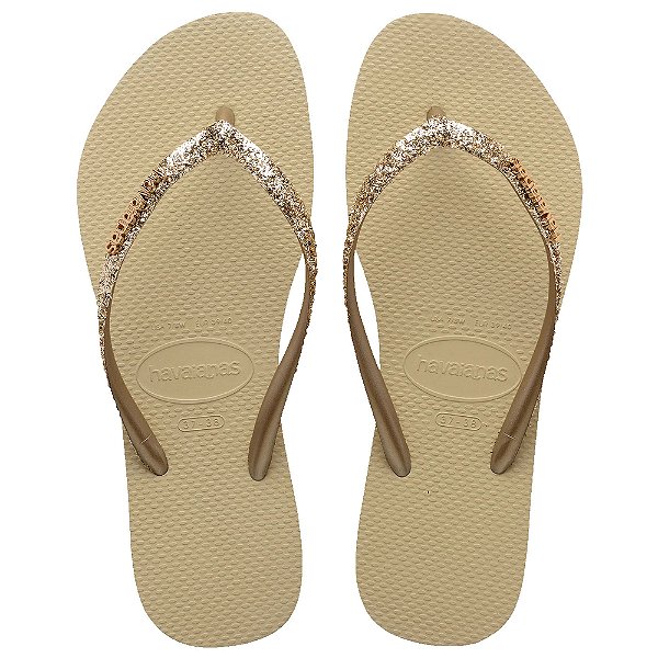 Chinelo Feminino Slim Glitter II - Dourado - Havaianas