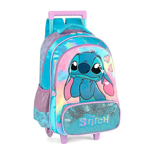 Mochila de Carrinho Stitch Happy Plush - Azul - Luxcel