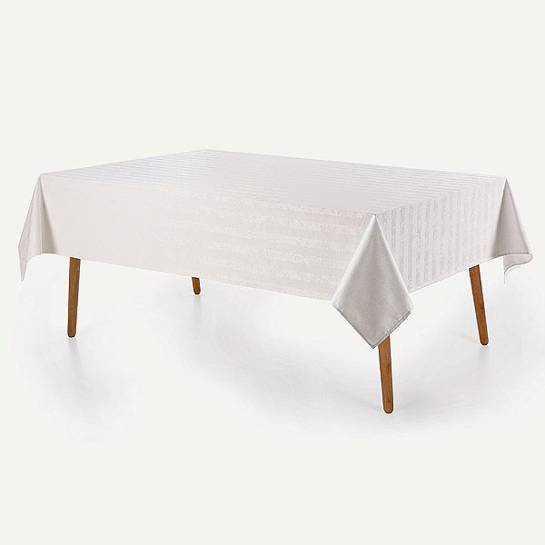 Toalha de Mesa Retangular Campestre - 6 Lugares - Branco - Karsten