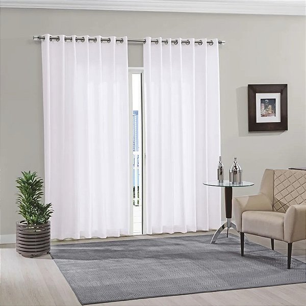 Cortina Duplex Lisa Cromo Branco - 3m x 1,70m - Bella Janela