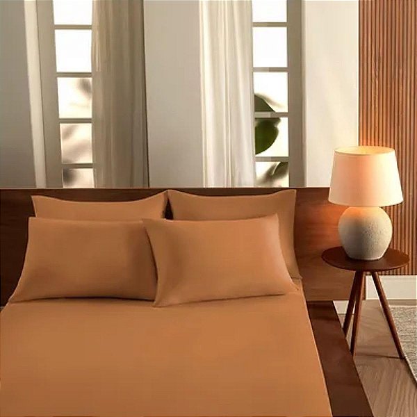 Lençol Com Elástico Malha Queen - Castanha - Vivaldi