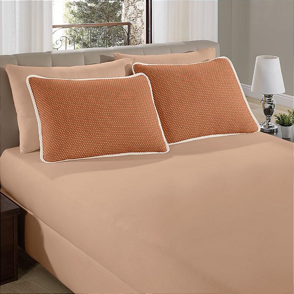 Jogo de Cama Queen - Ciranda Terracota - 3 Peças - Vivaldi Premium