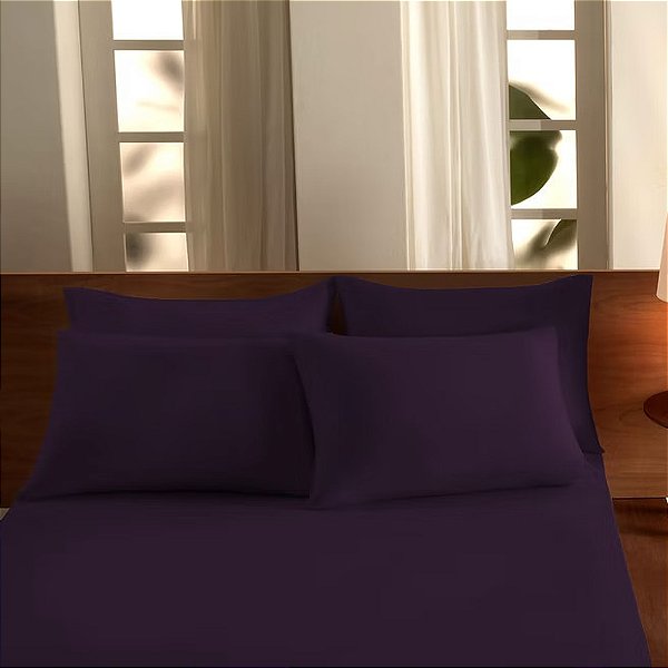 Lençol Com Elástico Malha Casal - Aubergine - Vivaldi