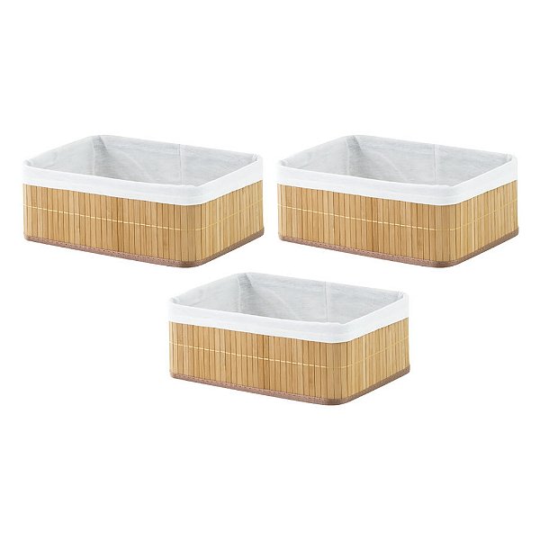 Conjunto de Cestos Organizadores de Bambu - 3 Peças - Casita