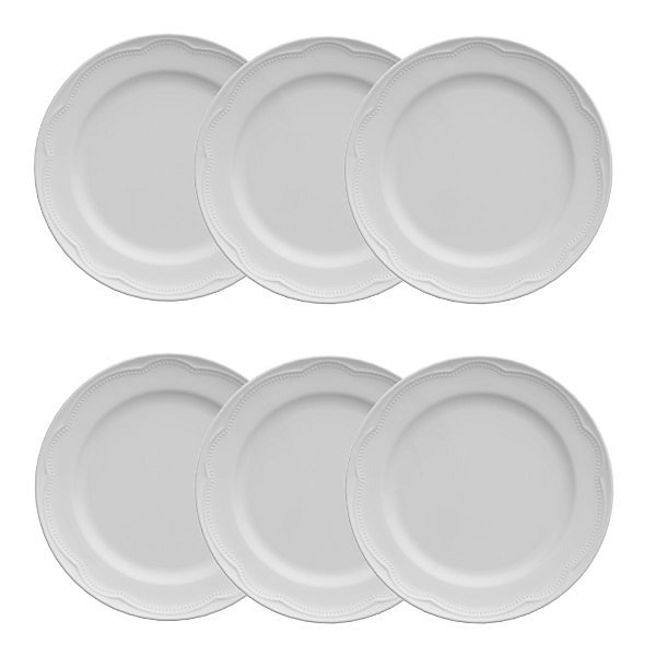 Jogo de Pratos de Sobremesa Cottage - Branco - 6 Peças - Germer