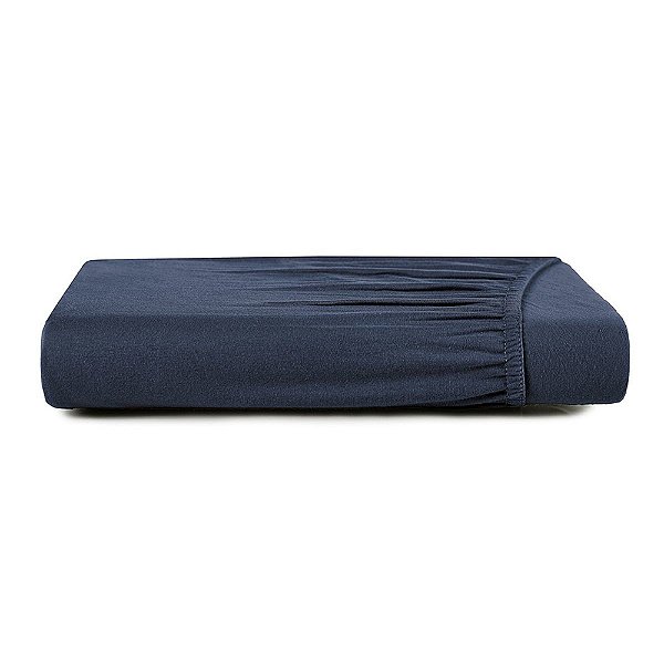 Lençol Com Elástico Malha In Cotton Casal - Azul Minimal - Altenburg