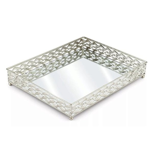 Bandeja Luxo Espelhada Retangular Francesa  - Mek
