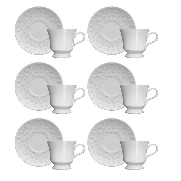 Jogo de Chá Tassel Branco - 12 Peças - Germer