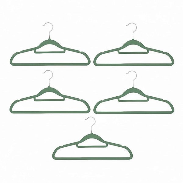 Conjunto de Cabides de Veludo - Verde - 5 Peças - Casita