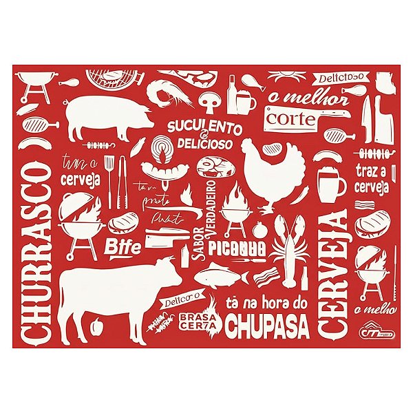 Tábua de Vidro Churrasco - Vermelho - Em Casa Tem