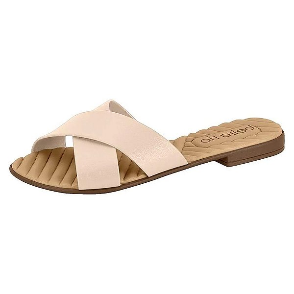 Sandália Rasteirinha com Tiras X Creme - Beira Rio