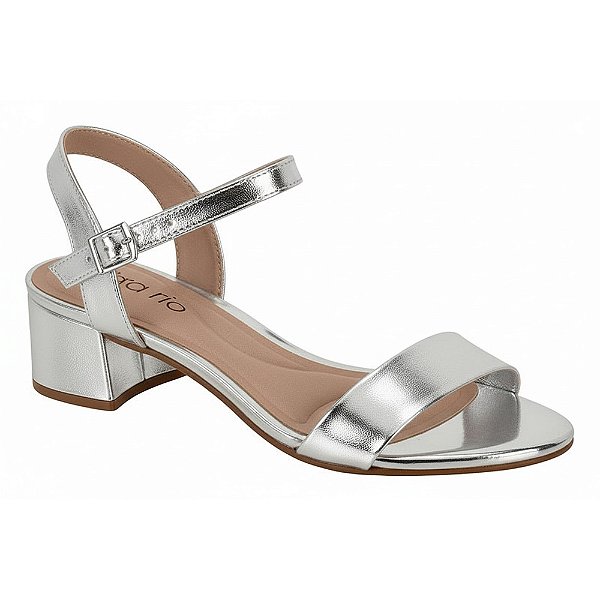 Sandália Salto Baixo Bloco Italia Metalizada Prata - Beira Rio