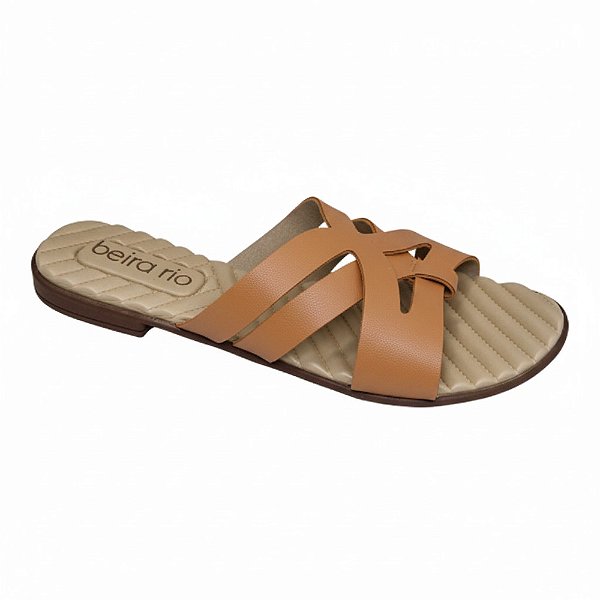 Sandália Feminina Rasteira Napa Turim - Caramelo - Beira Rio