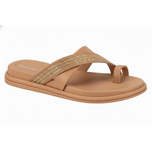 Chinelo Feminino Papete com Brilho Wires - Ouro Rosado - Beira Rio