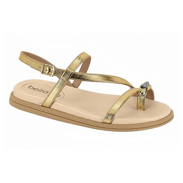 Sandália Rasteira Papete Italia - Dourada - Beira Rio