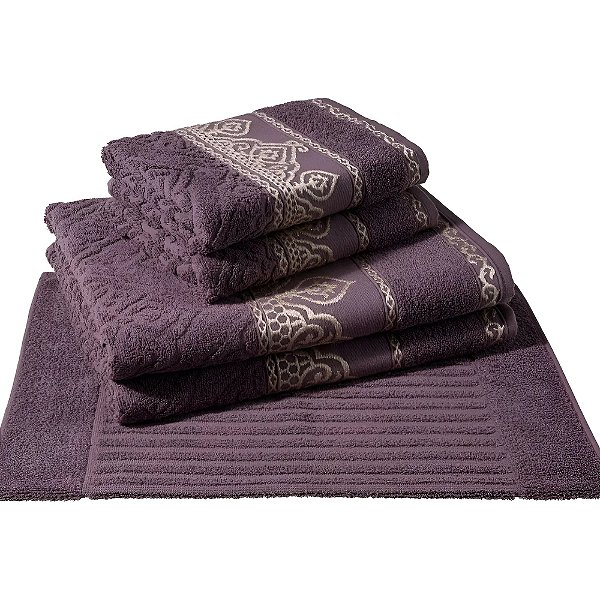 Jogo de Toalhas de Banho Barroca - Mauve - 5 Peças - Caviquioli