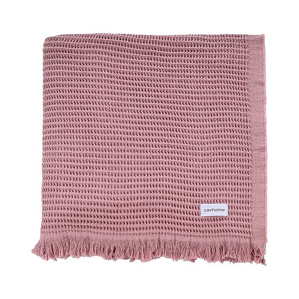Manta Decorativa Comfort Piquet - Rosa Chá - Cavhome