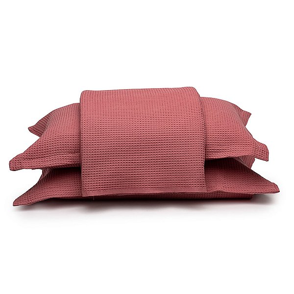 Kit Colcha Piquet King - Terracota - 3 Peças - Döhler