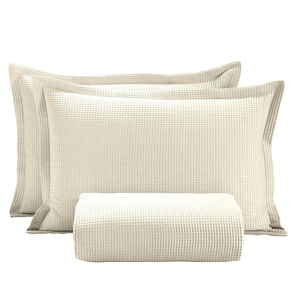 Kit Colcha Piquet King - Marfim - 3 Peças - Döhler