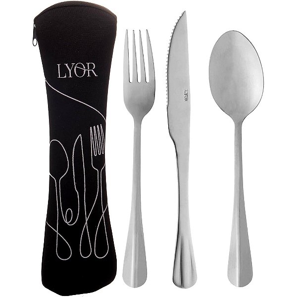 Conjunto de Talheres com Estojo Inox Positano 4 Peças - Lyor