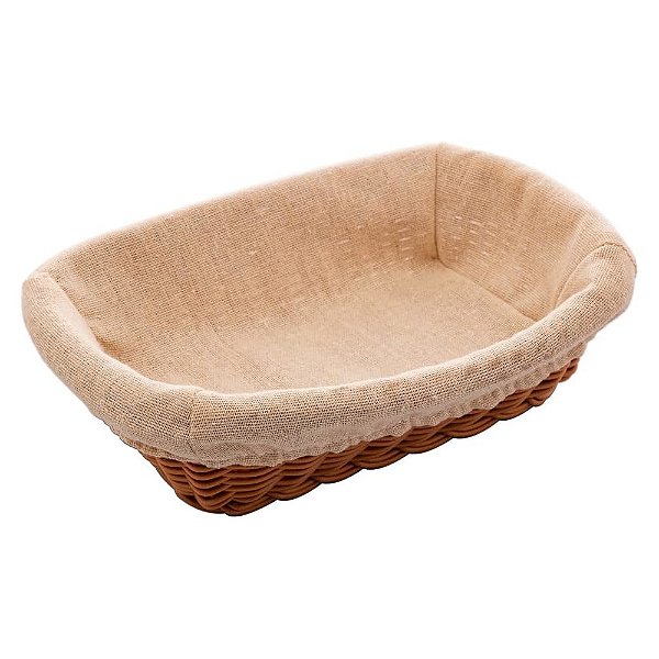 Cesta Retangular de Rattan com Forro em Tecido 24cm - Lyor