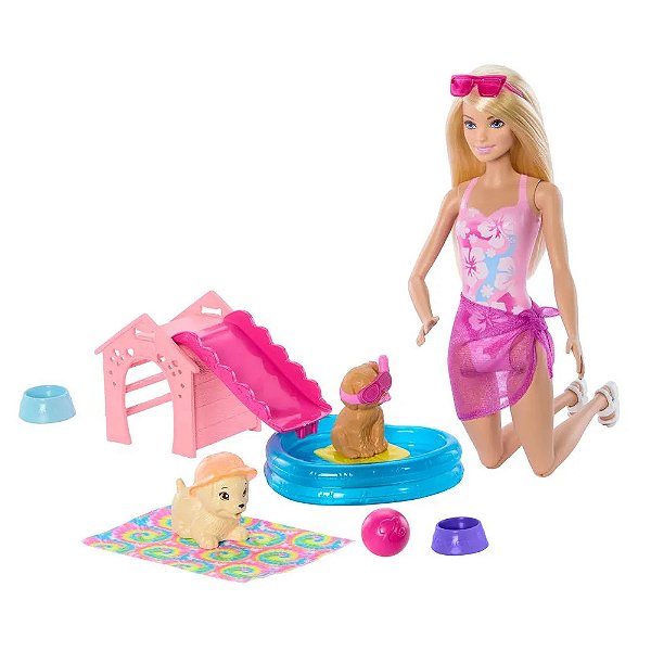 Boneca Barbie Festa na Piscina com Cachorrinhos - Mattel