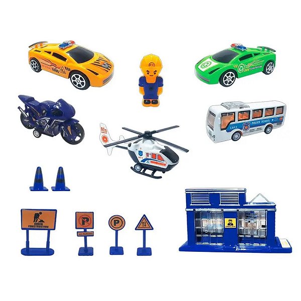 Kit Carrinhos e Acessórios de Polícia - Fenix