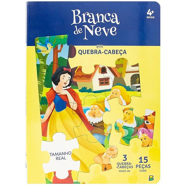 Livro 3 Quebra-Cabeças Branca de Neve - 15 Peças - Todolivro