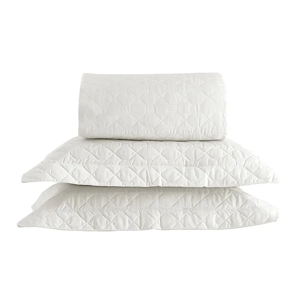 Jogo de Colcha Vida Bela King 200 fios - Off-White - Kacyumara
