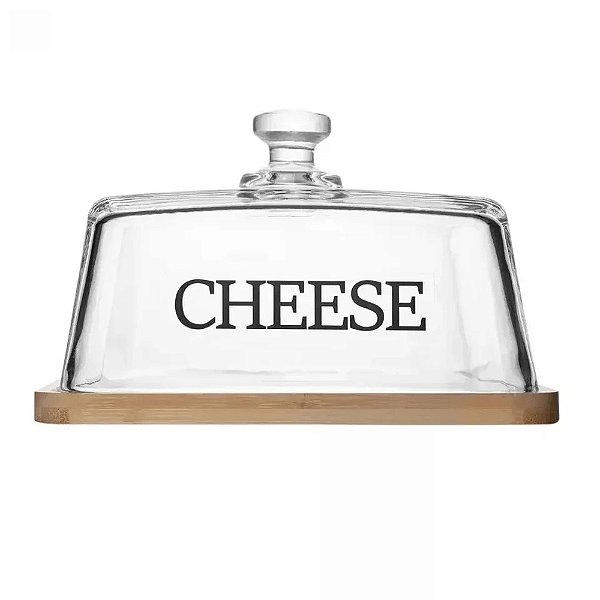 Queijeira de Vidro e Bambu Basic Cheese 21cm - Wolff
