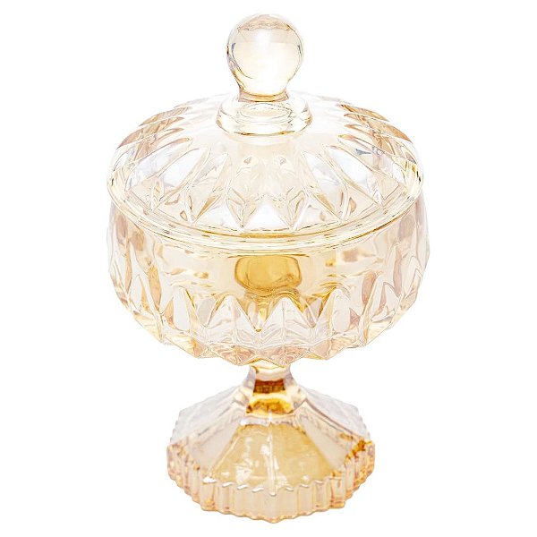 Potiche de Cristal Âmbar com Pé 18cm - Wolff