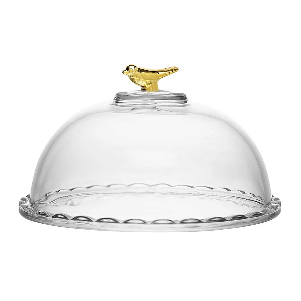 Queijeira de Cristal com Tampa Golden Bird 20cm - Wolff