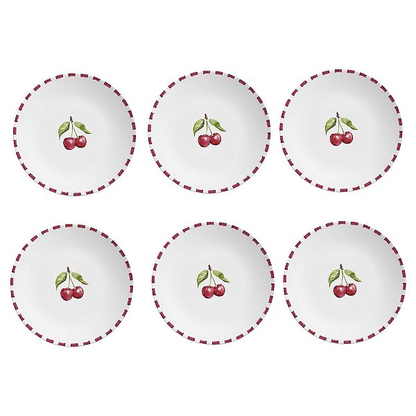 Jogo de Pratos de Sobremesa Amarena - 21cm - 6 Peças - Alleanza