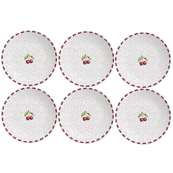 Jogo de Pratos Rasos Amarena - 29cm - 6 Peças - Alleanza