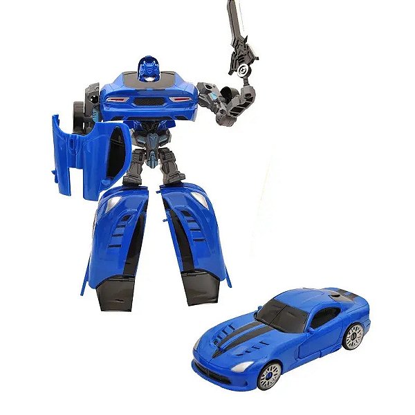 Boneco Robot Transforma Car Azul - CKS Toys