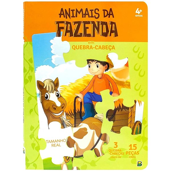 Livro Quebra-Cabeça  Animais da Fazenda - 45 Peças - Todolivro