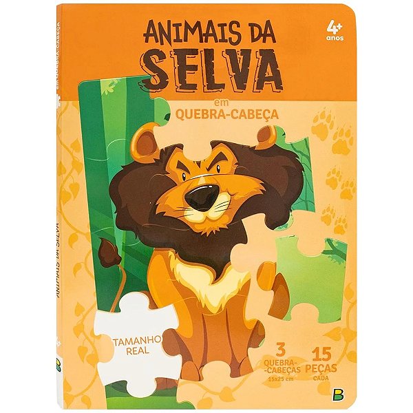 Livro Quebra-Cabeça Animais da Selva - 45 Peças - Todolivro