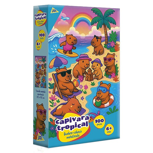 Quebra-Cabeça Metalizado Capivara Tropical 100 Peças - Jak