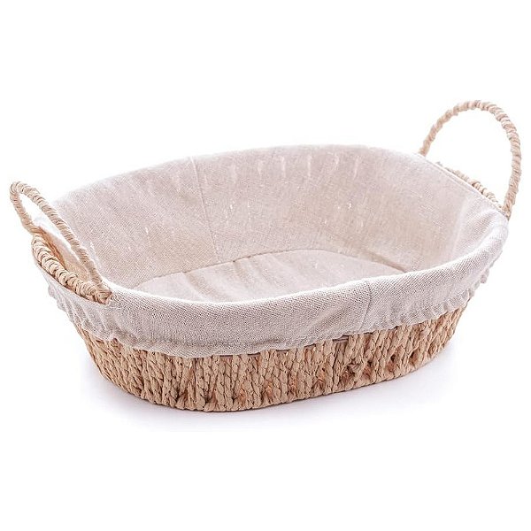 Cesta Oval com Forro em Tecido e Alça 30cm - Wolff