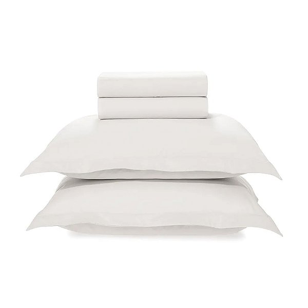 Jogo de Cama Casal Tom 200 Fios - Branco - 4 Peças - Karsten
