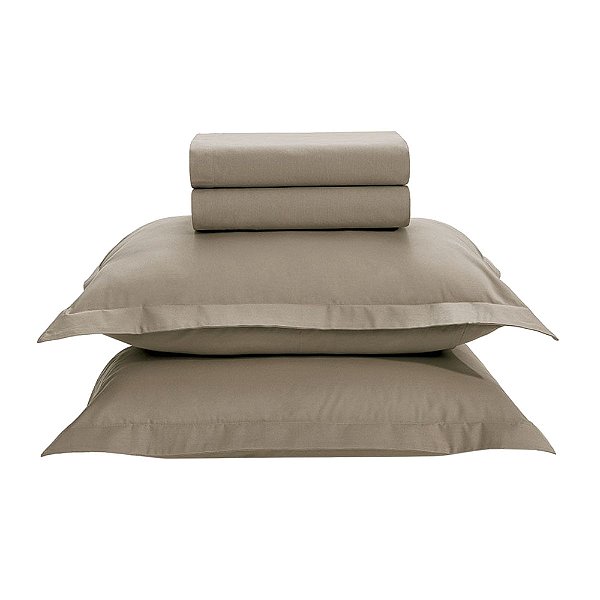 Jogo de Cama Casal Tom 200 Fios - Grão - 4 Peças - Karsten