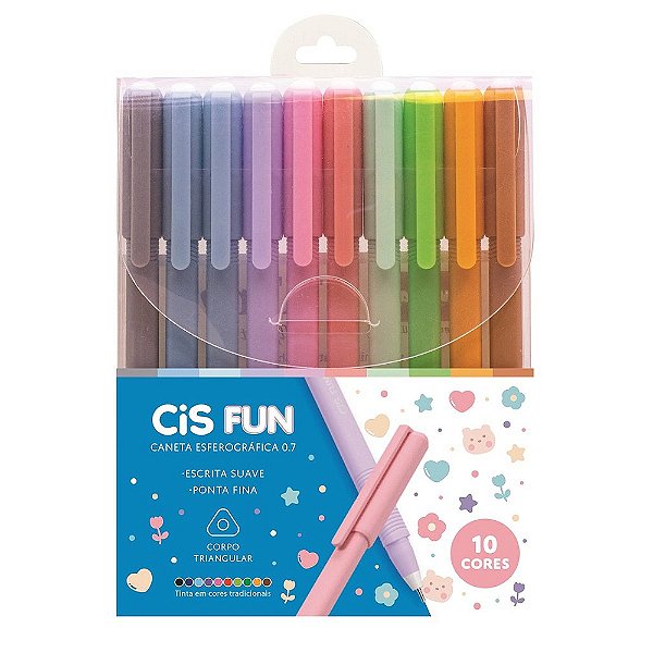 Conjunto de Canetas Esferográficas Fun 0.7mm - 10 Cores - Cis