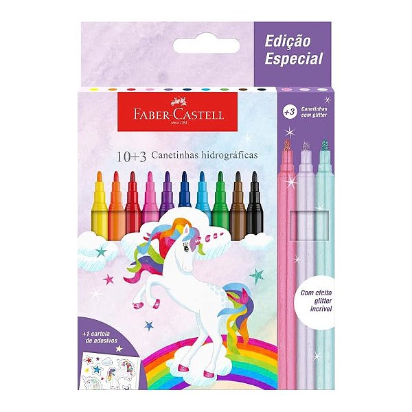 Conjunto de Canetinhas Hidrográficas Unicórnio - 13 Cores - Faber Castell