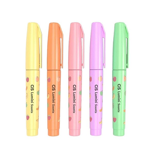 Conjunto de Marca Texto Mini Lumini Scents - 5 Cores - Pastel - Cis