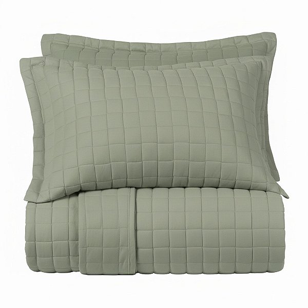 Jogo de Colcha Malha Fio Penteado Casal - Verde Bond - 3 Peças - Altenburg