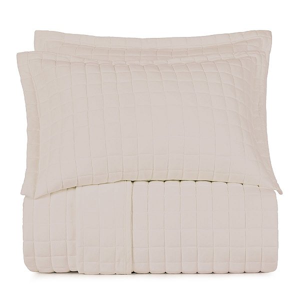 Jogo de Colcha Malha Fio Penteado Casal - Bege Mocha - 3 Peças - Altenburg