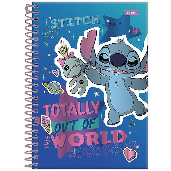 Caderno Stitch - Totally World - 160 Folhas - Foroni