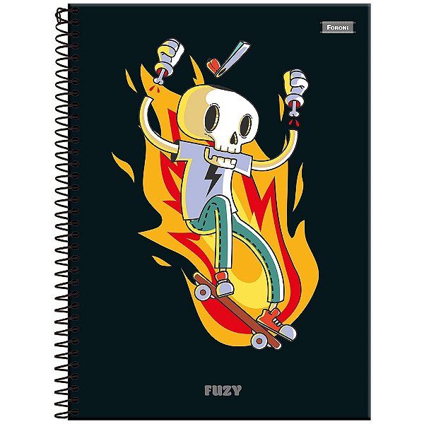 Caderno Espiral Fuzy - Caveira - 160 Folhas - Foroni